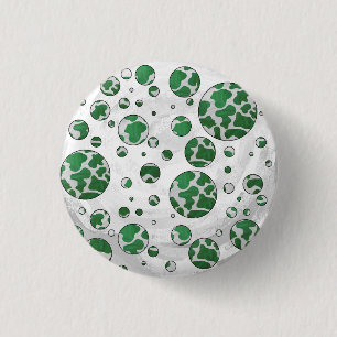 Badge Rond 2,50 Cm Polis Dot Vache vert et blanc Impression
