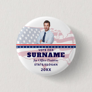 Badge Rond 2,50 Cm Political Election Blue Campaign Custom Candidate