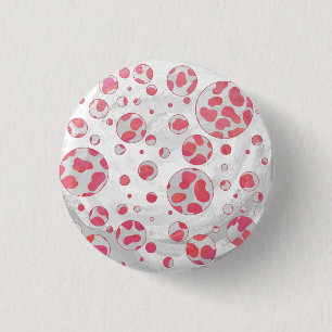 Badge Rond 2,50 Cm Polka Dot Dalmatie rose et blanc
