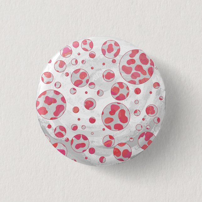 Badge Rond 2,50 Cm Polka Dot Dalmatie rose et blanc (Devant)