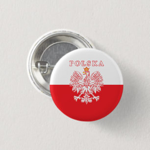 Badge Rond 2,50 Cm Polska avec le polonais Eagle de rouge