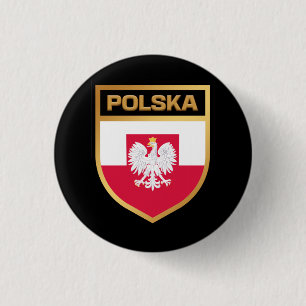Badge Rond 2,50 Cm Polska / Pologne Drapeau Bouclier & Emblème