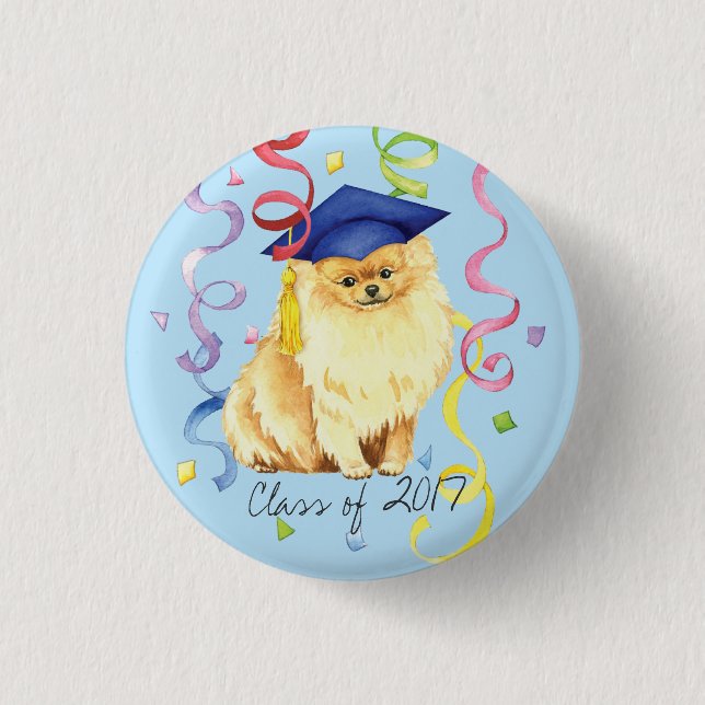 Badge Rond 2,50 Cm Pomeranian Graduate (Devant)