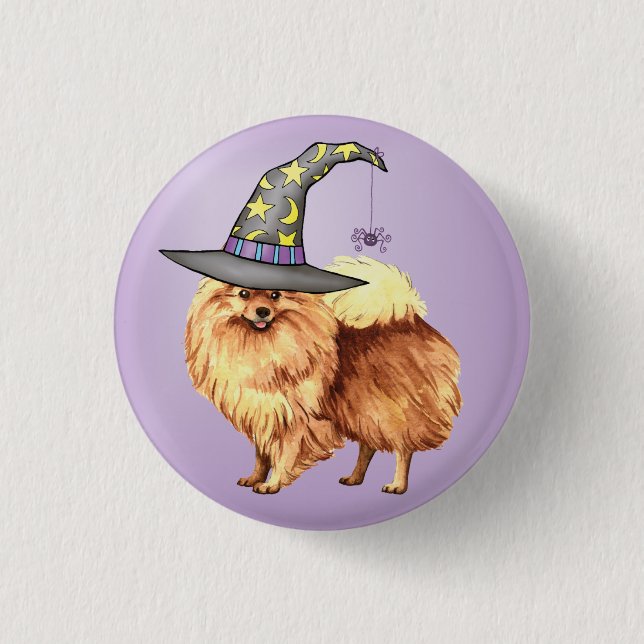 Badge Rond 2,50 Cm Pomeranian Witch (Devant)