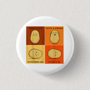 Badge Rond 2,50 Cm Pomme de terre Spud Racine Légumes Tater Vegan Lov