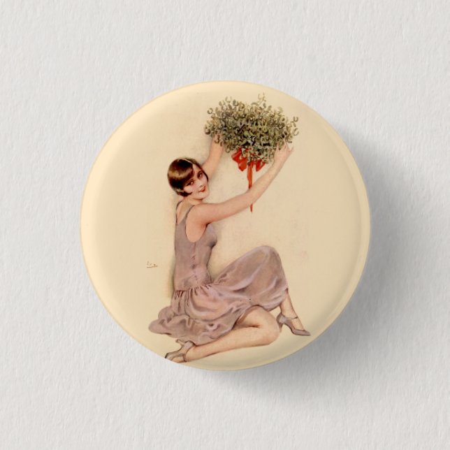 Badge Rond 2,50 Cm Pommeau avec tristletoe (Devant)