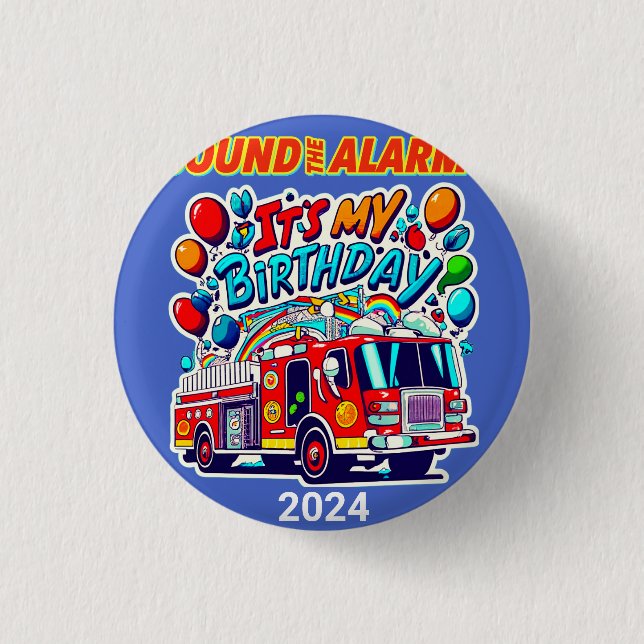 Badge Rond 2,50 Cm Pompier Anniversaire Son Alarme Pompier (Devant)