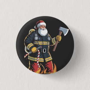 Badge Rond 2,50 Cm Pompier Camion de pompiers Arbre de Noël Père Noël