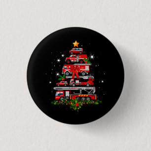 Badge Rond 2,50 Cm Pompier Camion feu Noël Lumières Arbre Père Noël
