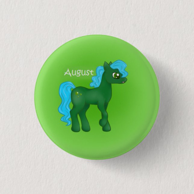 Badge Rond 2,50 Cm Poney de pierre porte-bonheur août/Peridot (Devant)