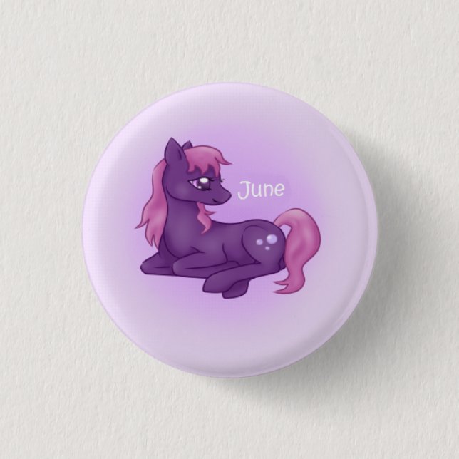 Badge Rond 2,50 Cm Poney de pierre porte-bonheur juin/Alexandrite (Devant)