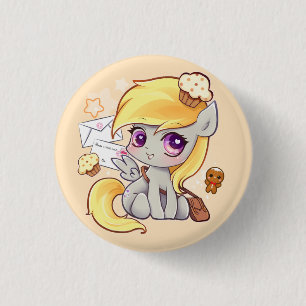 Badge Rond 2,50 Cm Poney mignon de facteur de kawaii avec des lettres