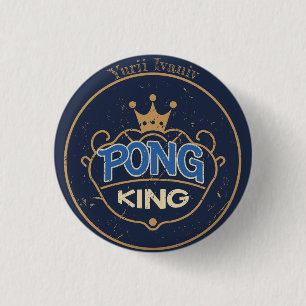 Badge Rond 2,50 Cm Pong King bleu