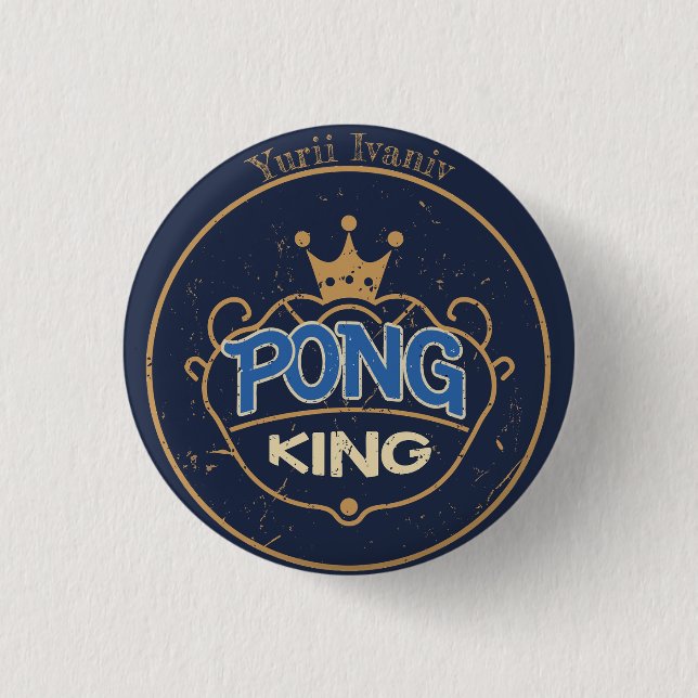 Badge Rond 2,50 Cm Pong King bleu (Devant)