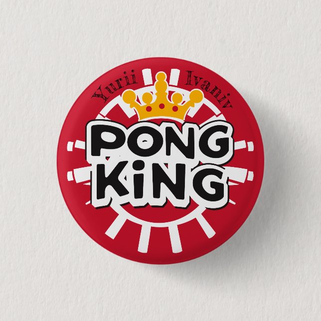 Badge Rond 2,50 Cm Pong King Red (Devant)