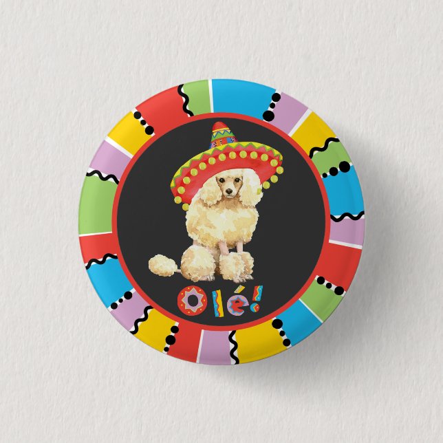 Badge Rond 2,50 Cm Poodle miniature Fiesta (Devant)