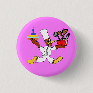 Badge Rond 2,50 Cm Popcorn Anime Chef Ducky Kazoo Pink