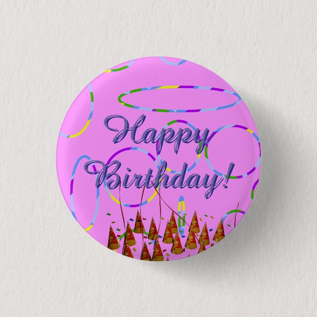 Badge Rond 2,50 Cm Popcorn Anime Festive Joyeux Anniversaire (Devant)