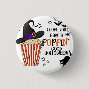 Badge Rond 2,50 Cm Popcorn tour ou traiter carré autocollant papier 