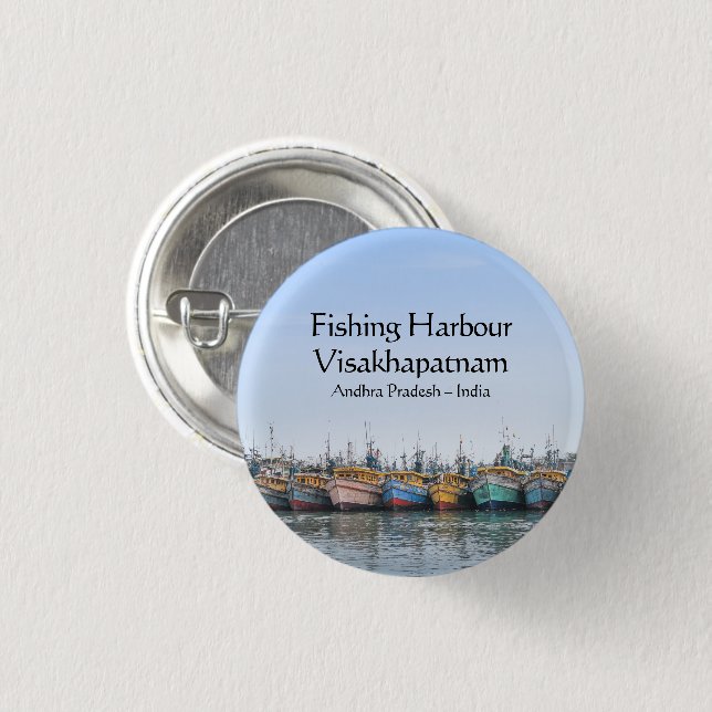 Badge Rond 2,50 Cm Port de pêche Vizag (Devant & derrière)