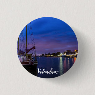Badge Rond 2,50 Cm Port de Volendam illuminé la nuit