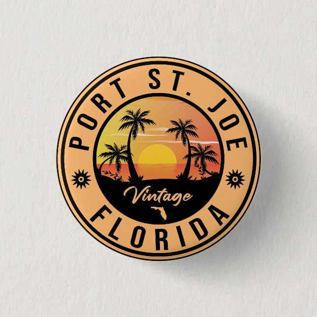 Badge Rond 2,50 Cm Port St Joe Floride Retro Sunset Souvenir (Devant)
