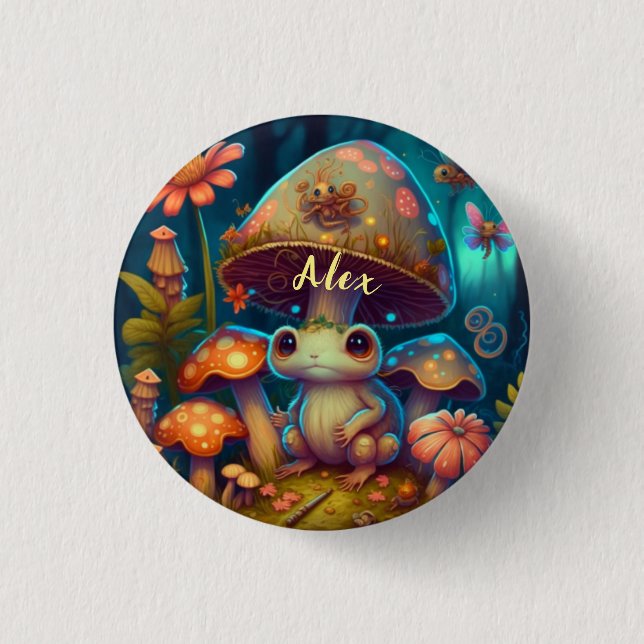Badge Rond 2,50 Cm Porte - clé de champignon magique (Devant)