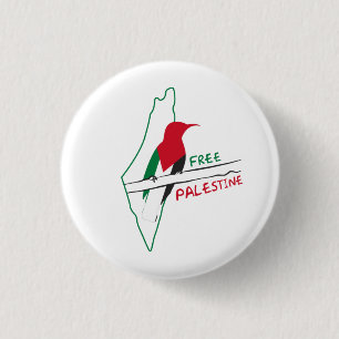 Badge Rond 2,50 Cm Porte-clés carte drapeau palestinien oiseau