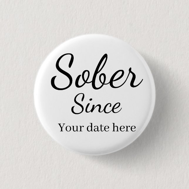 Badge Rond 2,50 Cm Porte-clés personnalisé « Sobre depuis » - Date de (Devant)