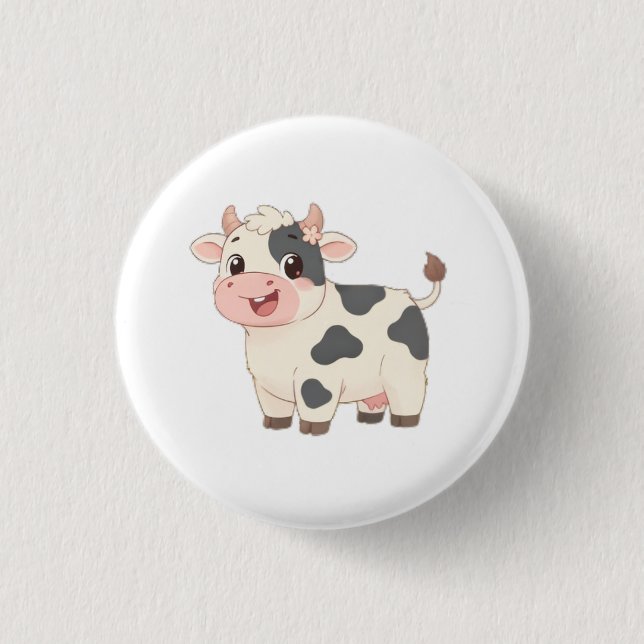 Badge Rond 2,50 Cm Porte-clés Vache Mignonne (Devant)