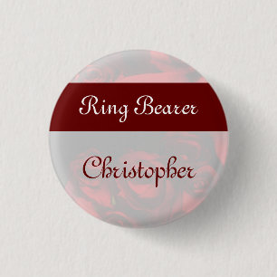 Badge Rond 2,50 Cm "Porteur d'anneau" - Bouquet de rose rouge (2b)