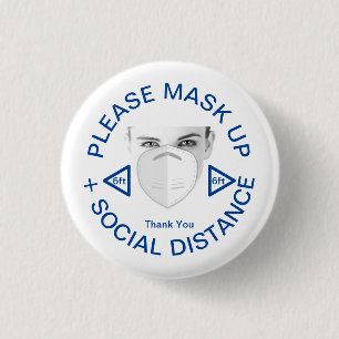 Badge Rond 2,50 Cm Portez un masque et une broche à distance sociale