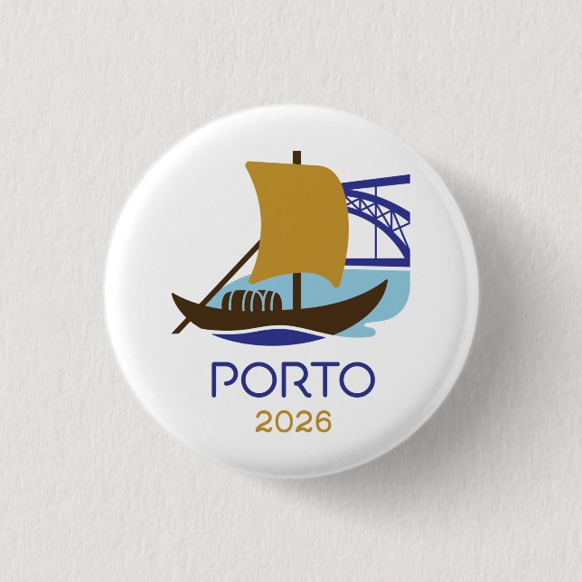 Badge Rond 2,50 Cm Porto Portugal 2026 International Convention Pin (Devant)