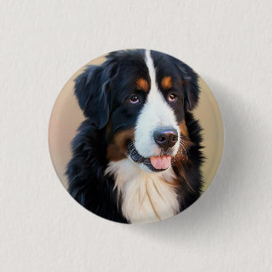 Badge Rond 2,50 Cm Portrait bernois de chien de montagne