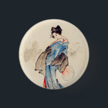 Badge Rond 2,50 Cm Portrait complet de la femme par Katsushika Hokusa<br><div class="desc">Portrait de femme en longueur par Katsushika Hokusai Button</div>