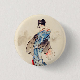 Badge Rond 2,50 Cm Portrait complet de la femme par Katsushika Hokusa