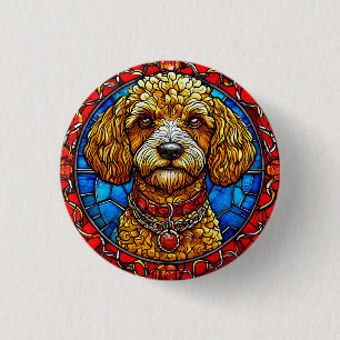 Badge Rond 2,50 Cm Portrait de chien en verre coloré