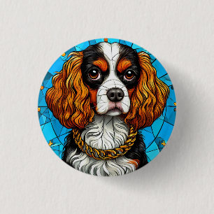Badge Rond 2,50 Cm Portrait de chien en verre coloré