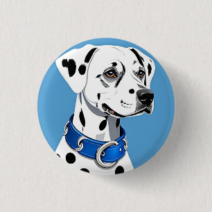 Badge Rond 2,50 Cm Portrait de Dalmatien avec collier bleu