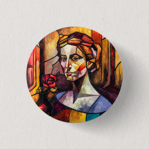 Badge Rond 2,50 Cm Portrait de femme en verre Abstrait