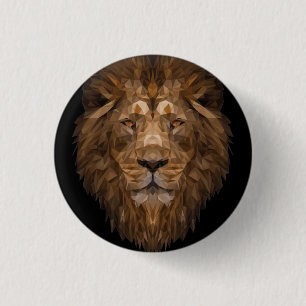 Badge Rond 2,50 Cm Portrait de lion géométrique