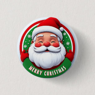 Badge Rond 2,50 Cm Portrait de Père Noël de dessin animé joyeux