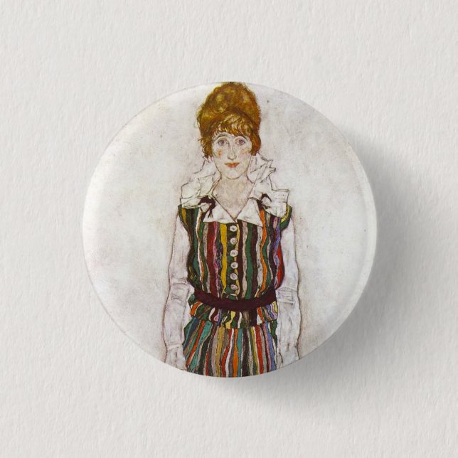 Badge Rond 2,50 Cm Portrait d'Egon Schiele de bouton d'Édith Schiele (Devant)