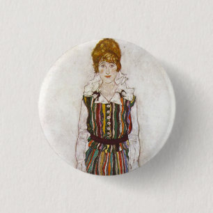 Badge Rond 2,50 Cm Portrait d'Egon Schiele de bouton d'Édith Schiele
