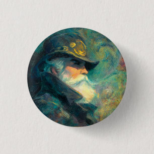 Badge Rond 2,50 Cm Portrait d'un vieil homme hivernal vintage