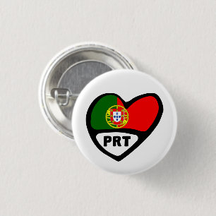 Badge Rond 2,50 Cm Portugal Country Code Flag Heart Pin Badge, PRT