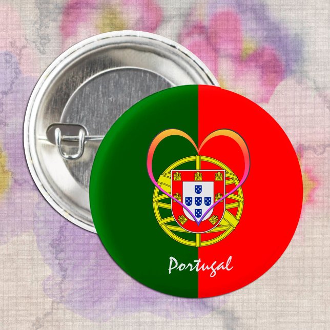 Badge Rond 2,50 Cm Portuguese flag & Heart - Portugal /sports fans (Créateur téléchargé)