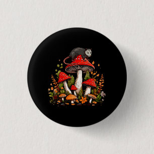 Badge Rond 2,50 Cm Possum Champignons Cottagecore Opossum esthétique