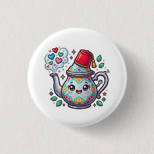 Badge Rond 2,50 Cm Pot à thé Kawaii Moroccan Mint Sticker