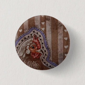 Badge Rond 2,50 Cm Poule de campagne